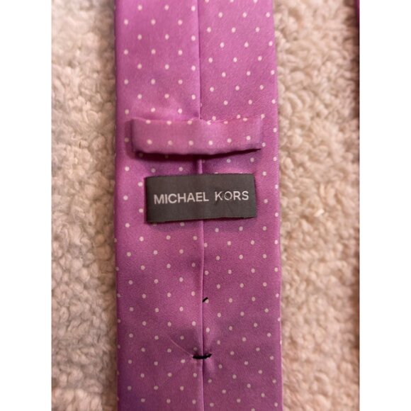 Michael Kors Purple Polka Dot Silk Tie - Picture 5 of 7